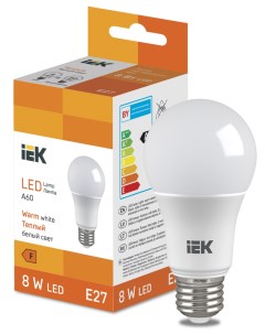 Лампа светодиодная A60 8Вт E27 3000К LED Bulb LL I A60 8 230 30 E27 Iek