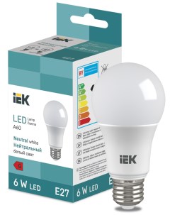 Лампа светодиодная A60 6Вт E27 4000К LED Bulb LL I A60 6 230 40 E27 Iek