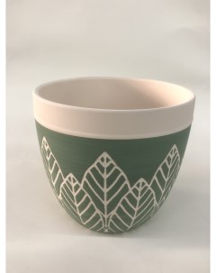 Горшок керамич. D17хH15, BP1000760-1 (салатовый, листья) Market union
