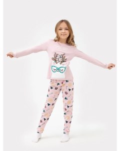 Комплект для девочек джемпер брюки розовый с принтом сладости Mark formelle