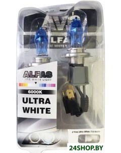 Лампа накаливания Alfas Ультра белый 6000К H4 2шт Avs