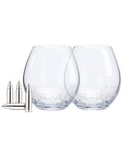 Набор для виски 2 перс 6 пр стаканы кубики стекло сталь Кракелюр Пули Bullet Kuchenland