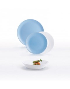 Набор тарелок 18 предметов DIWALI бело голубой арт 10P5911 Luminarc