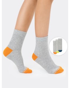 Мультипак детских высоких носков 3 пары в оттенке серый меланж Mark formelle