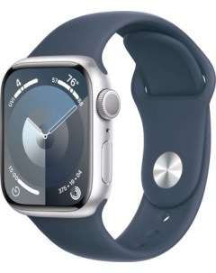 Умные часы Watch Series 9 41 мм алюминиевый корпус серебристый грозовой синий спортивный силиконовый Apple