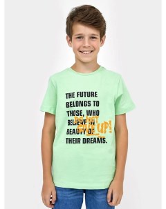 Свободная хлопковая футболка салатового цвета с текстом для мальчиков Mark formelle