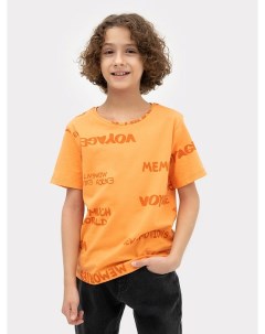 Футболка для мальчиков оранжевая с принтом текст Mark formelle