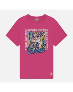 Женская футболка Cat With Slogan Plastisol Printed Flocking Evisu