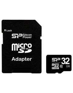 Карта памяти microSDHC 32GB Class 10 SD adapter SP032GBSTH010V10 SP Silicon power