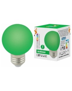 Лампа светодиодная G60 3Вт Е27 зеленый LED Volpe