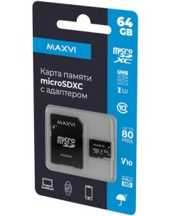 Карта памяти microSDHC 64GB Class 10 UHS I 1 MSD64GBC10V10 Maxvi