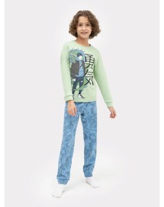 Комплект для мальчиков джемпер брюки зелено голубой с драконами Mark formelle