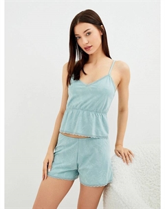 Комплект женский (топ, шорты) зеленый с контурными цветами Mark formelle