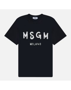Мужская футболка Brush Stroke Logo Print цвет чёрный размер M Msgm