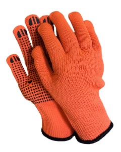 Перчатки из полиэстра с ПВХ покрытием "ТОЧКА" с ворсовым начесом (Зима) No brand