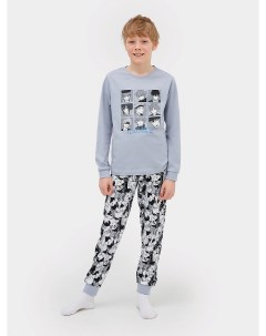 Комплект для мальчиков джемпер брюки светло серый с комиксами Mark formelle