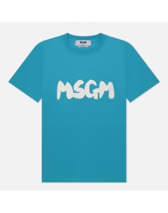 Женская футболка Logo Brush Print цвет голубой размер L Msgm