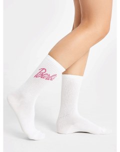 Носки женские белые с рисунком в виде надписи barbie Mark formelle