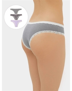 Трусы женские слипы мультипак (3 шт.) в графитовую полоску Mark formelle