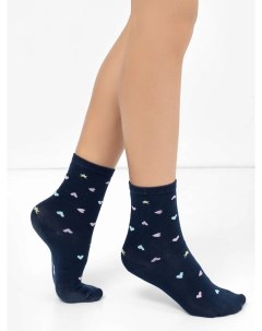 Высокие детские носки темно синего цвета с сердечками и звездочками Mark formelle