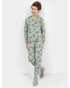 Пижама для мальчиков джемпер брюки в расцветке зайцы на шалфее Mark formelle