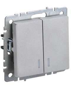 Алюм. Выключатель 2-кл. с инд. (без рамки) BR-V20-1-10-K47 IEK Brite