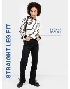 Женские джинсы straigth fit с разрезами в черном цвете Mark formelle