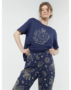 Комплект женский (футболка, бриджи) темно-синий со звездным небом Mark formelle