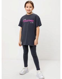 Комплект для девочек футболка легинсы в сером цвете с печатью Mark formelle