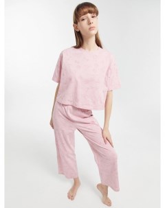 Комплект женский футболка бриджи пыльно розовый с совами Mark formelle