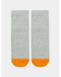 Носки детские серо оранжевые с рисунком в виде полоски в цвет пятки и мыска Mark formelle