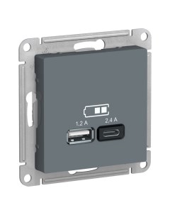 ATLASDESIGN гриф. Розетка 2*USB (A+C) (без рамки) ATN000739 Schneider electric