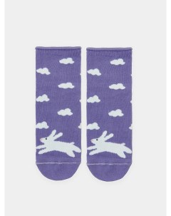 Носки детские фиолетовые с рисунком в виде тучек и зайчиков Mark formelle