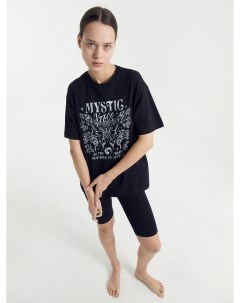 Комплект женский футболка шорты в черном цвете с печатью Mark formelle