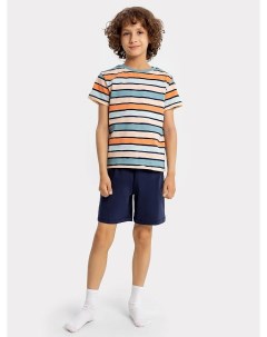 Комплект для мальчиков футболка в цветную полоску синие шорты Mark formelle