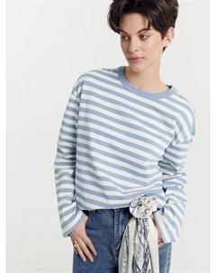 Джемпер женский молочный в серо-голубую полоску Mark formelle