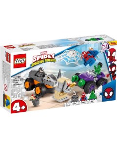 Конструктор Marvel Spiderman 10782 Схватка Халка и Носорога на грузовиках Lego