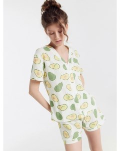 Комплект женский жакет шорты молочно бежевый с авокадо Mark formelle