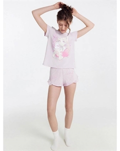 Комплект женский (джемпер, шорты) фиолетовый с принтом "комикс" Mark formelle