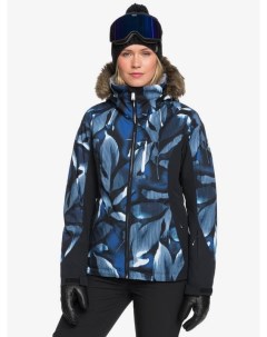 Куртка для сноуборда 20 21 Jet Ski Premium Mazarine Blue Striped Leaves Roxy