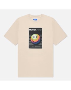 Мужская футболка Smiley Analogue цвет бежевый размер XXL Market