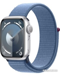 Умные часы Watch Series 9 41 мм алюминиевый корпус серебристый зимний синий нейлоновый ремешок Apple