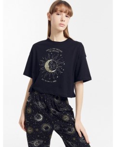 Комплект женский футболка брюки черный с созвездиями Mark formelle