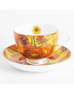 Пара чайная 1 перс 2 пр 210 мл фарфор F Подсолнухи Ван Гог Art sunflowers Kuchenland