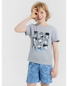 Комплект для мальчиков футболка шорты серо голубой с драконами Mark formelle