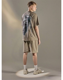 Футболка мужская серо-бежевая с печатью Mark formelle