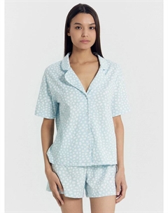 Комплект женский (рубашка, шорты) голубой с принтмо "камушки" Mark formelle