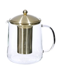Чайник заварочный 1 л стекло Б сталь золотистый Macchiato Kuchenland