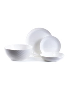 Набор посуды стеклокерамический Pampille white 18 тарелок 19 20 25 см салатник 21 см Q6158 Luminarc