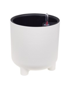 Кашпо Шэнк D220мм 6,5л с вставкой и с автополивом белый ротанг Idea